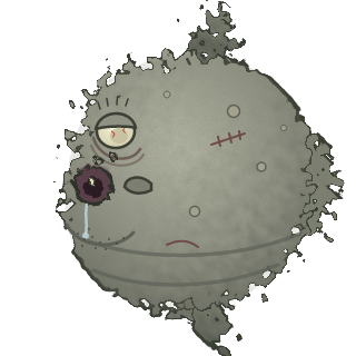 Chum, a grey, lumpy and very round sunfish